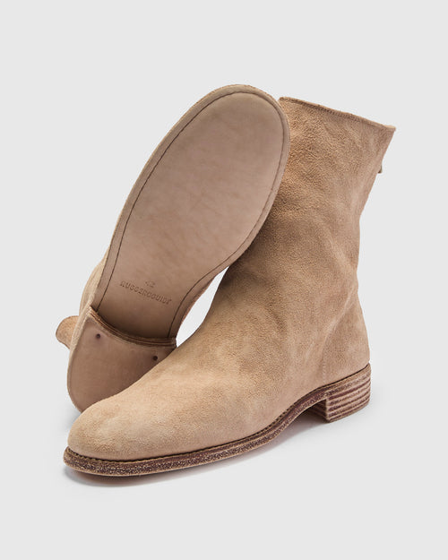 988 Back Zip Boot in Sand Beige Reverse Horse Leather
