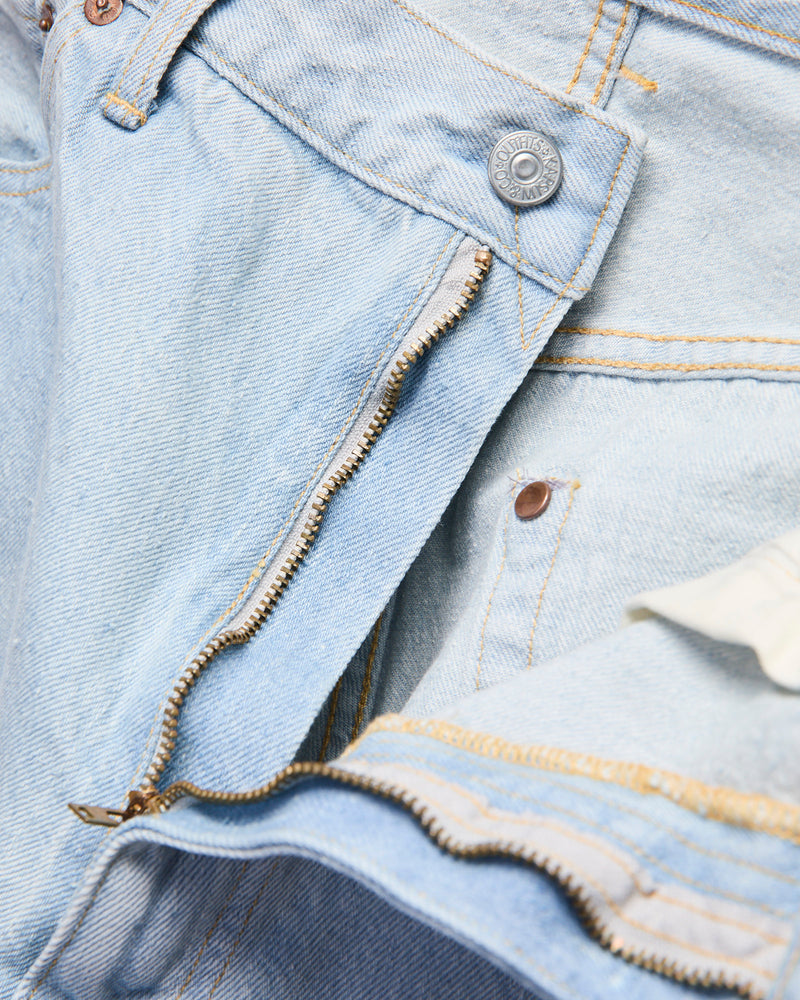 5P Zipper Front Denim Pants in Indigo Ice Wash