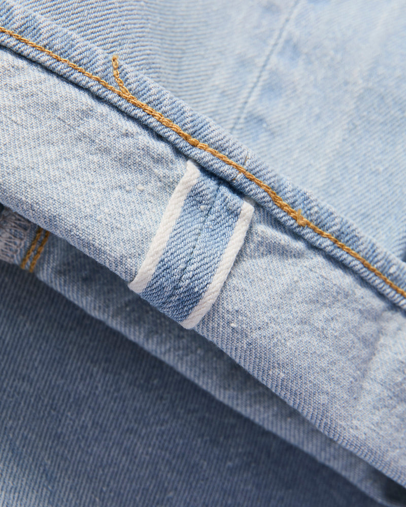 5P Zipper Front Denim Pants in Indigo Ice Wash