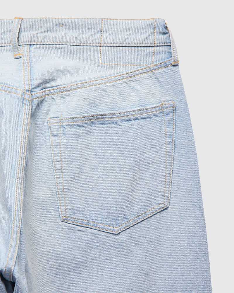 5P Zipper Front Denim Pants in Indigo Ice Wash