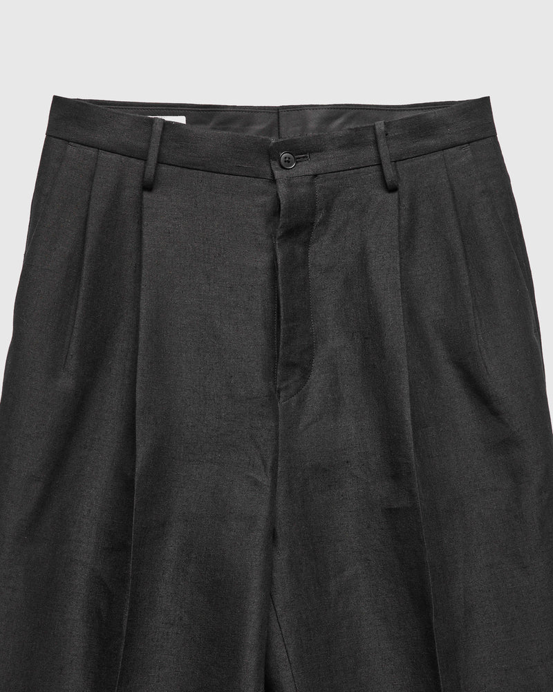 Linen Mohair Shoecut Slacks in Black