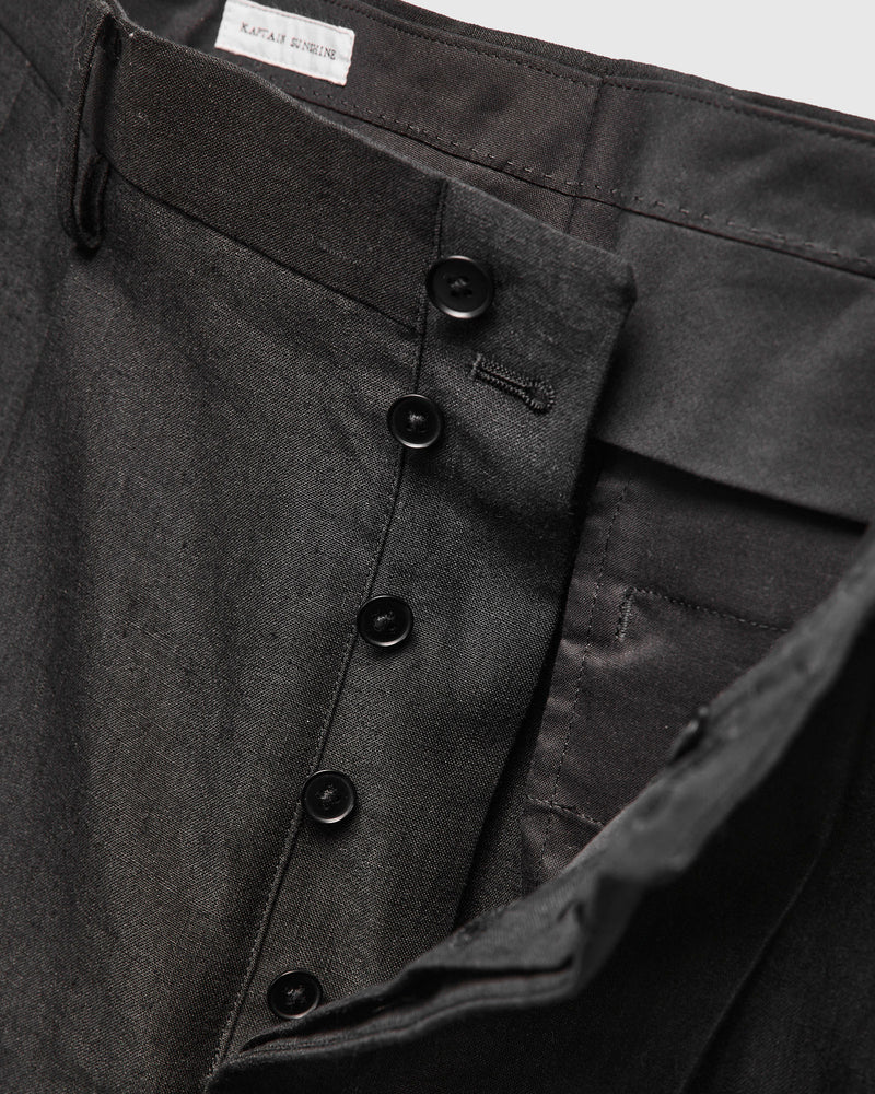 Linen Mohair Shoecut Slacks in Black