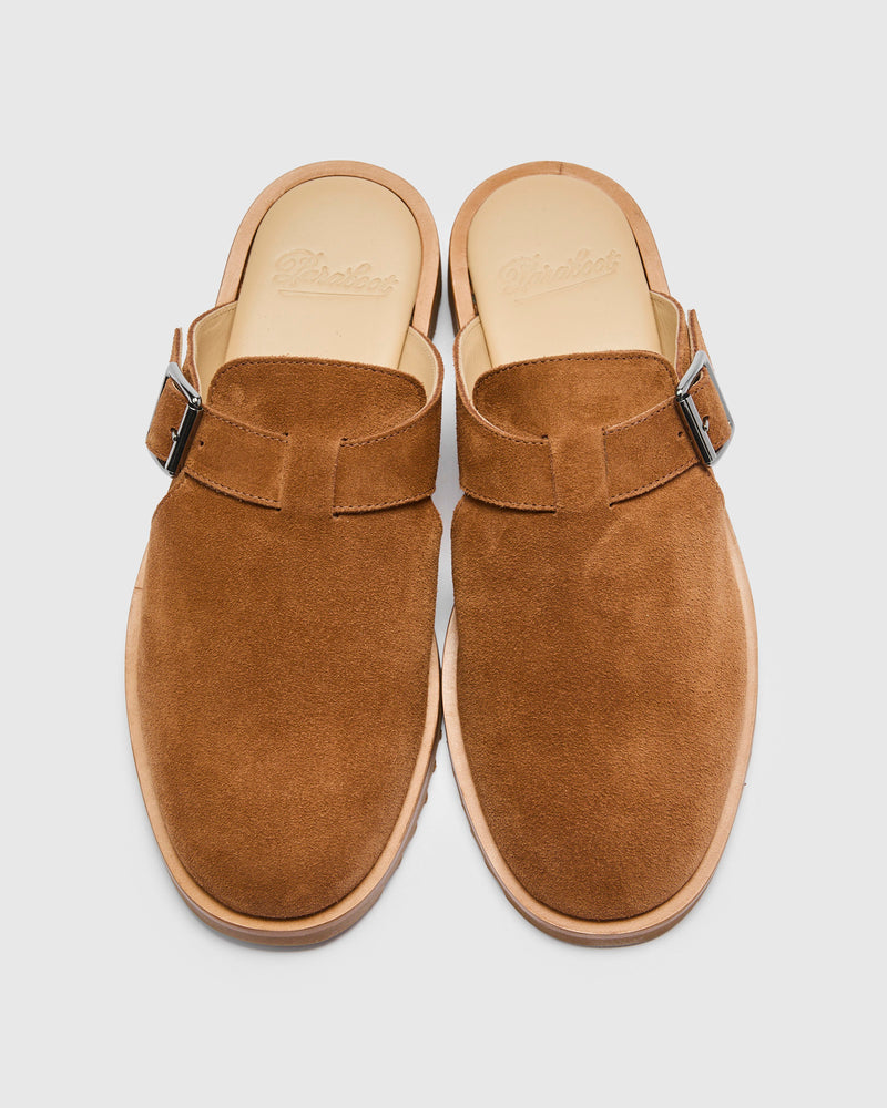 Athenes Mule in Velours Cognac