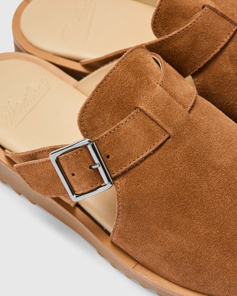 Athenes Mule in Velours Cognac