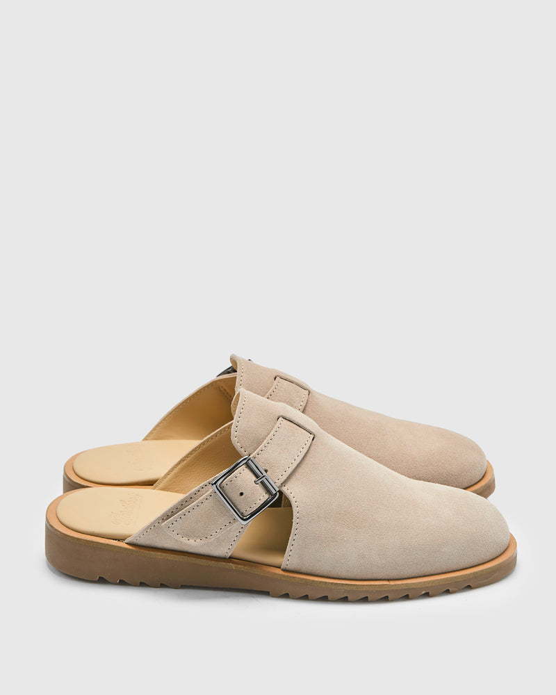 Athenes Mule in Velours Gres