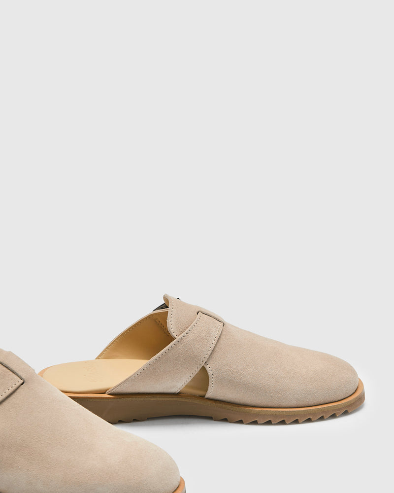 Athenes Mule in Velours Gres
