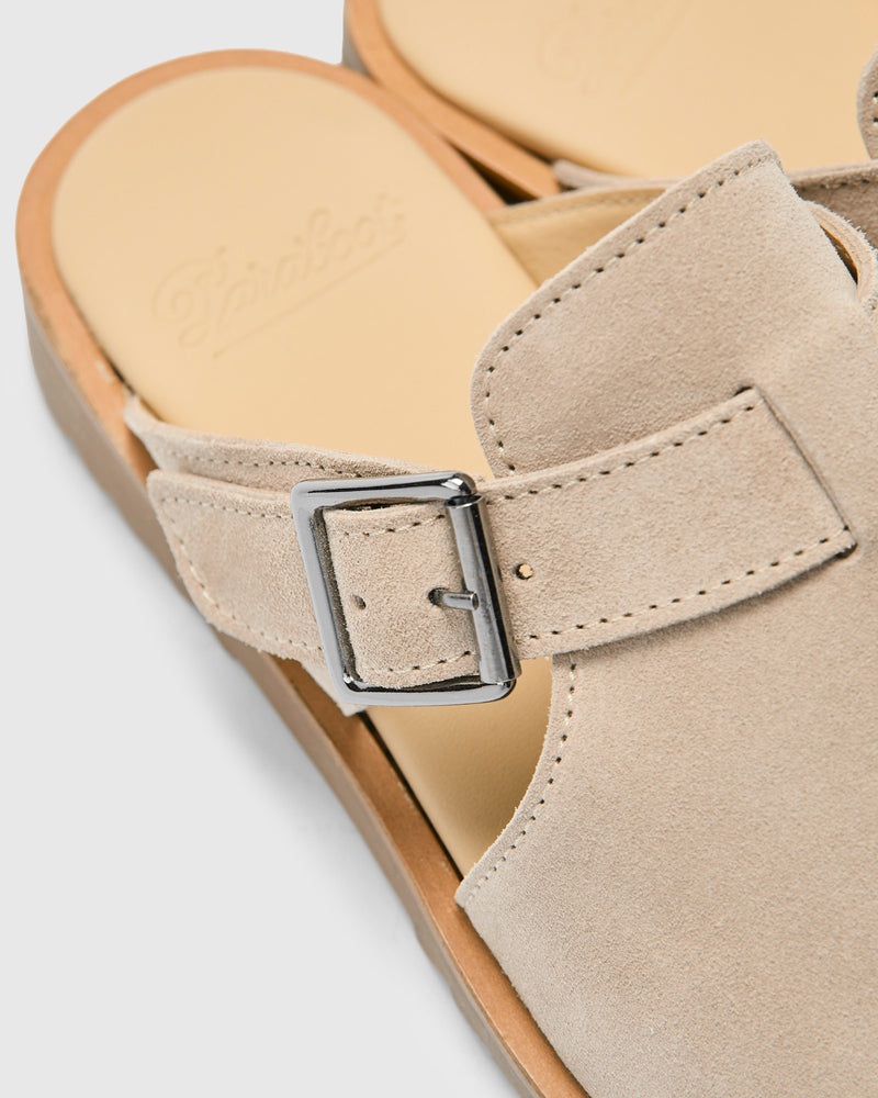 Athenes Mule in Velours Gres