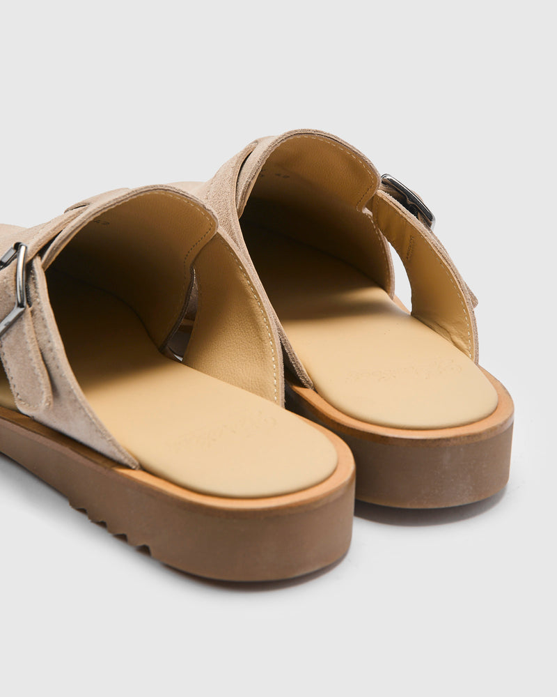 Athenes Mule in Velours Gres