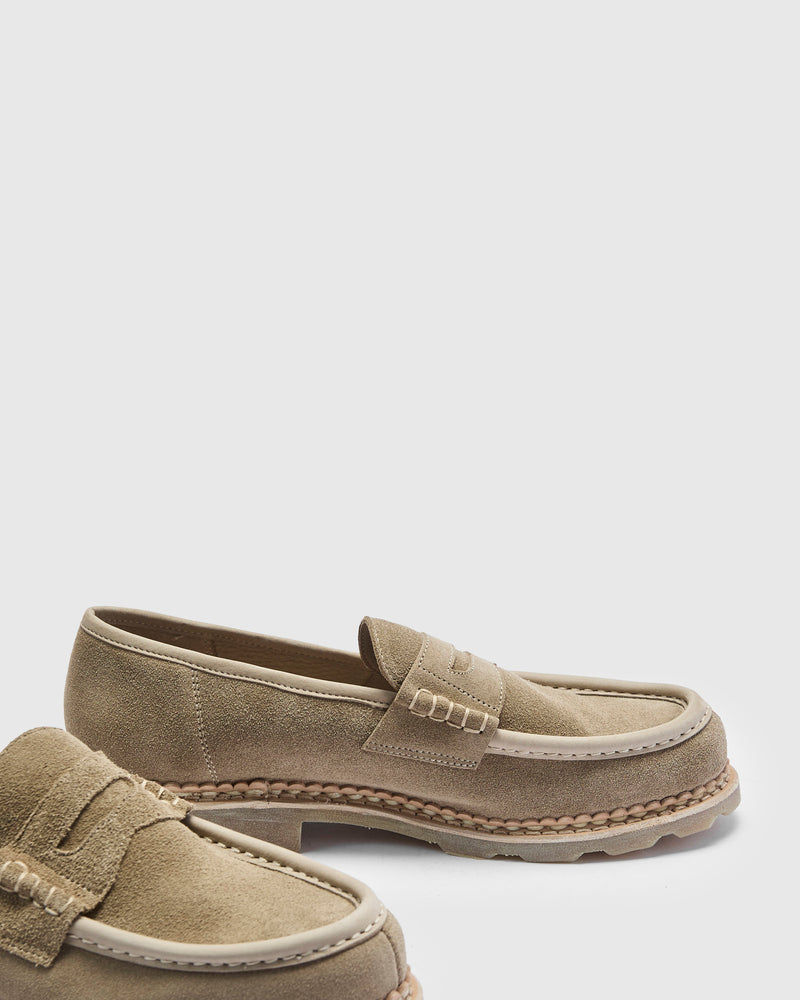 Nantes Marche Penny Loafers in Velours Sand