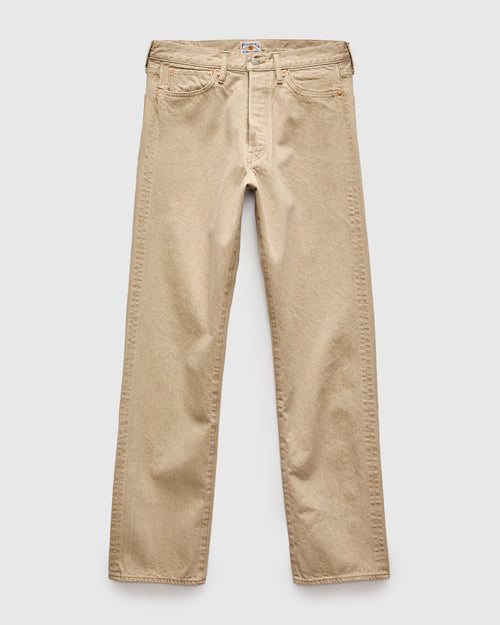 13.5oz Beige Garment Dyed Denim - 50s Straight Fit