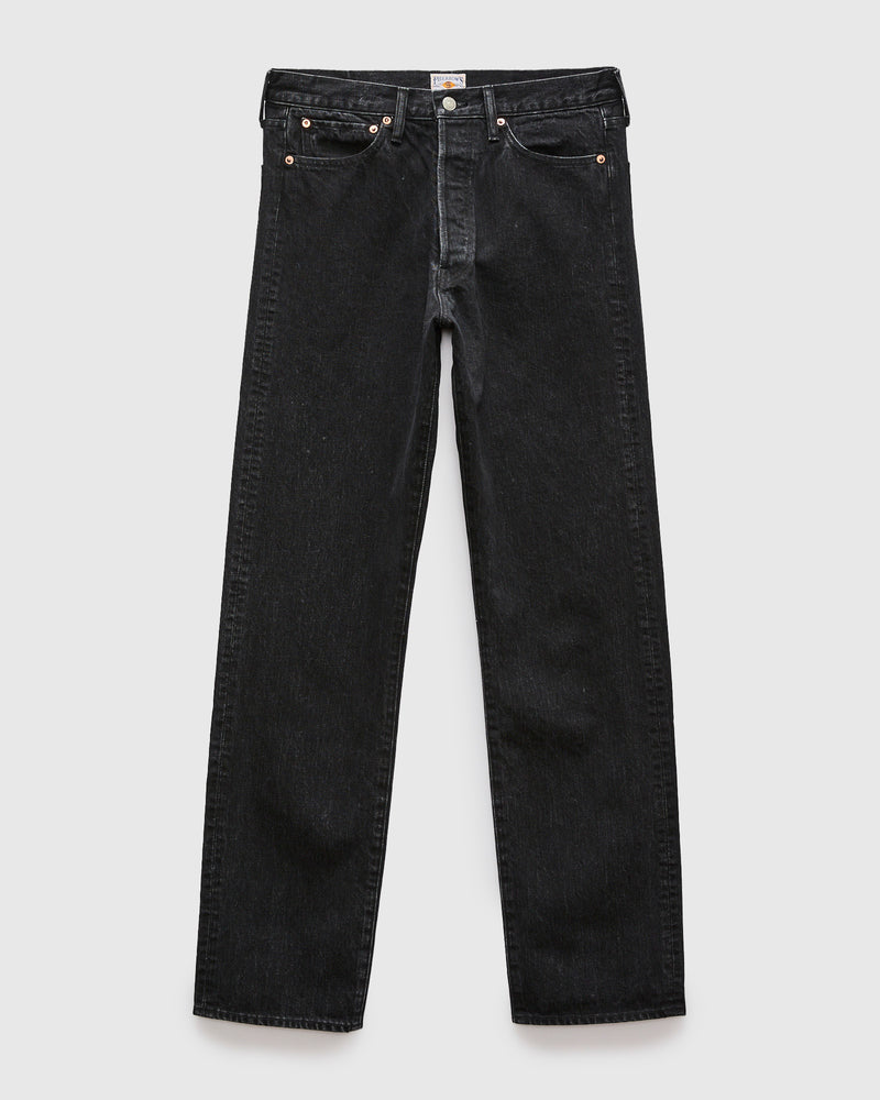 13.5oz Black Garment Dyed Denim - 50s Straight Fit