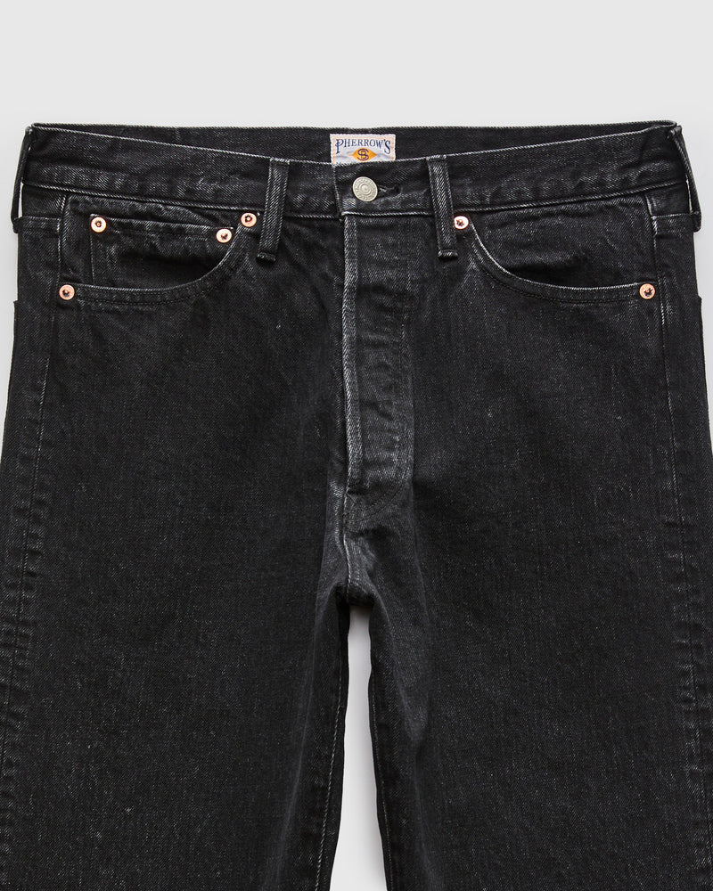 13.5oz Black Garment Dyed Denim - 50s Straight Fit