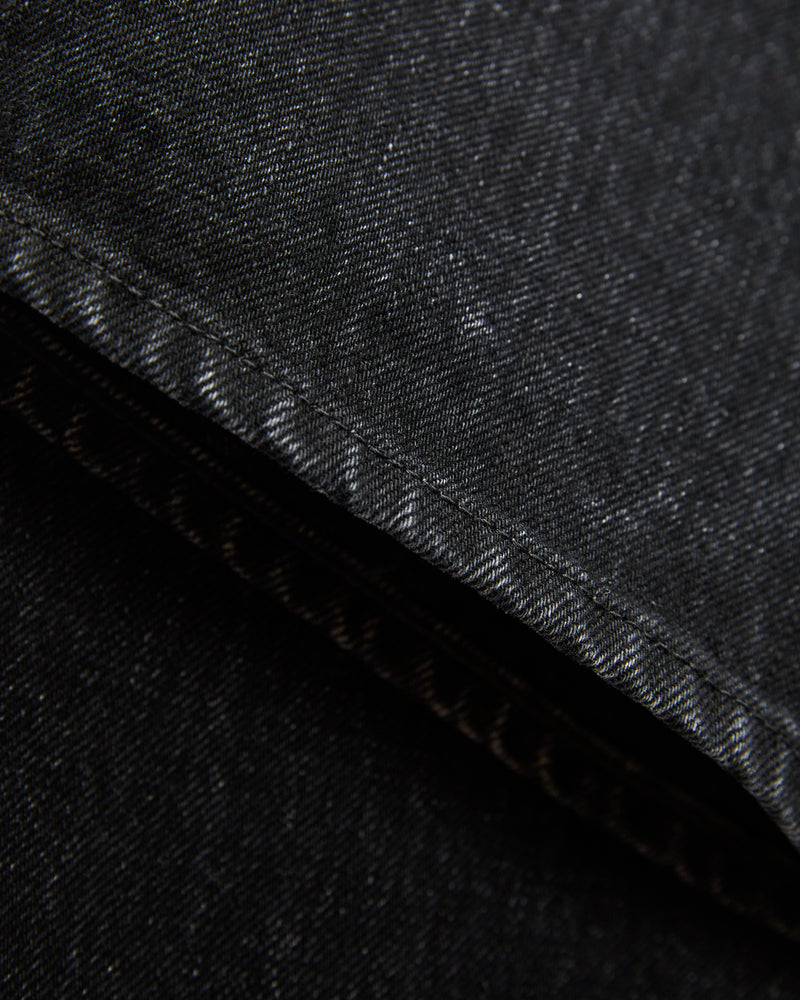 13.5oz Black Garment Dyed Denim - 50s Straight Fit