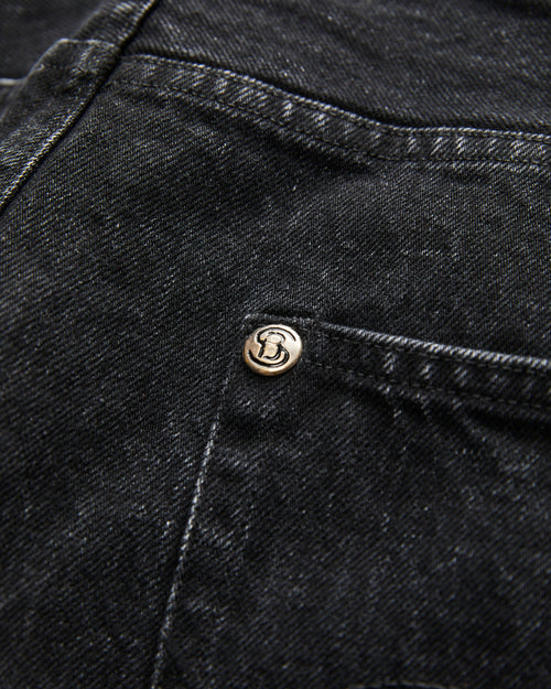 13.5oz Black Garment Dyed Denim - 50s Straight Fit