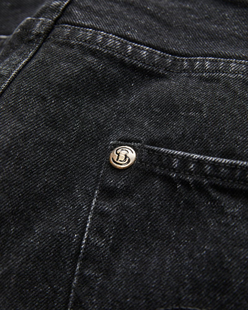 13.5oz Black Garment Dyed Denim - 50s Straight Fit