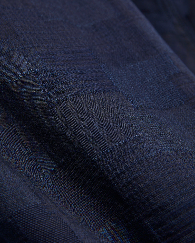 Jacquard Boro Patchwork Button Up Shirt in Double Indigo