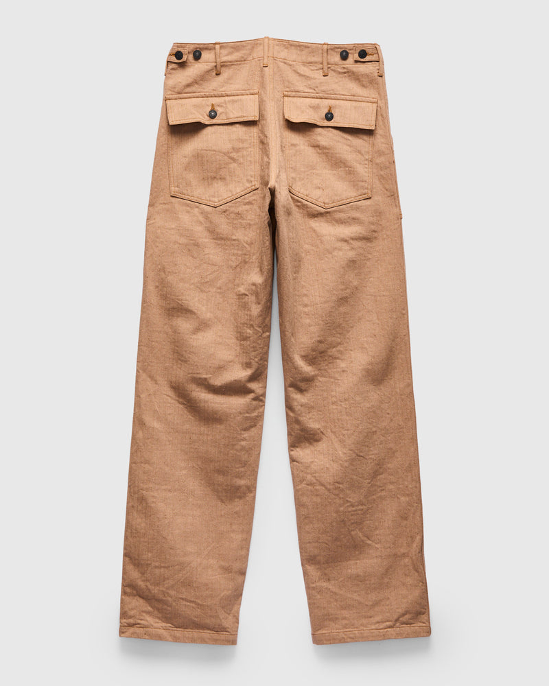 "Fox Cotton" Herringbone Baker Pants in Brown