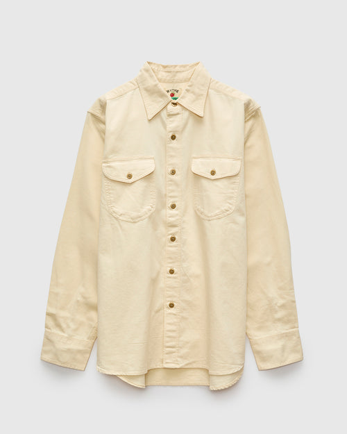 Herringbone Officer Shirt in Buttermilk