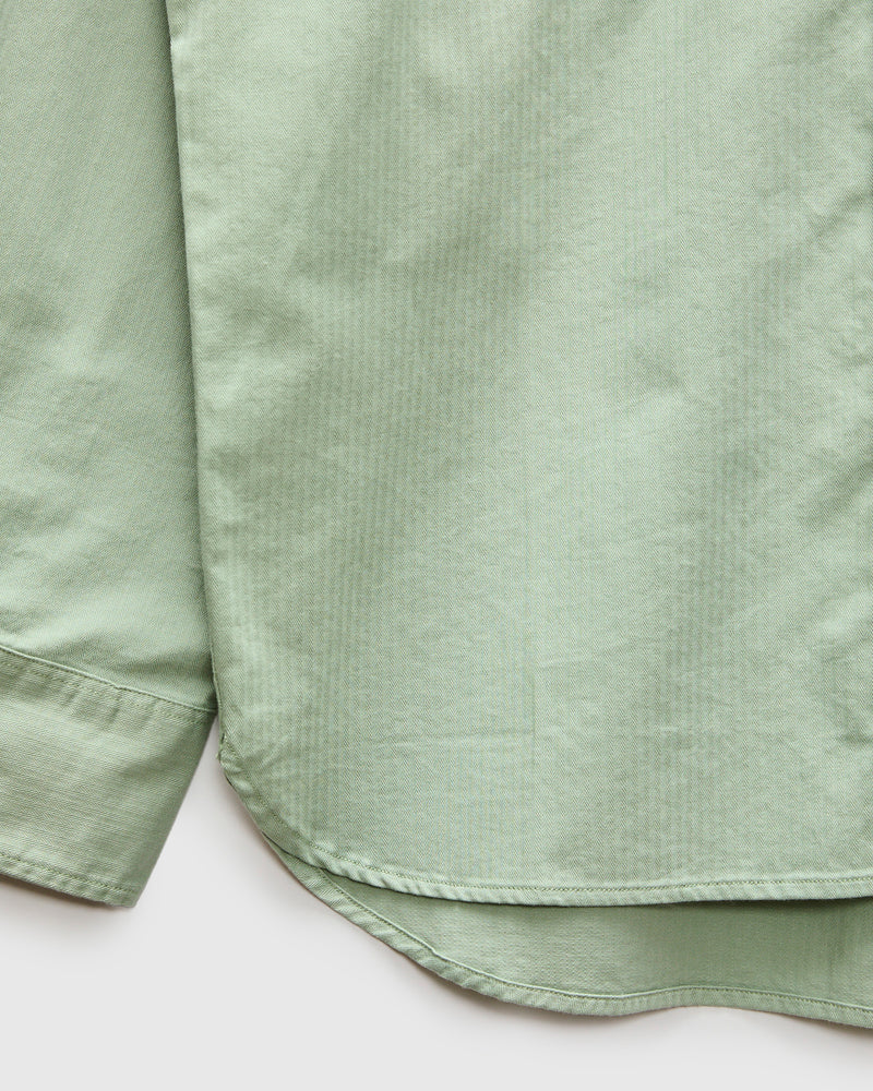 Herringbone Officer Shirt in Sage