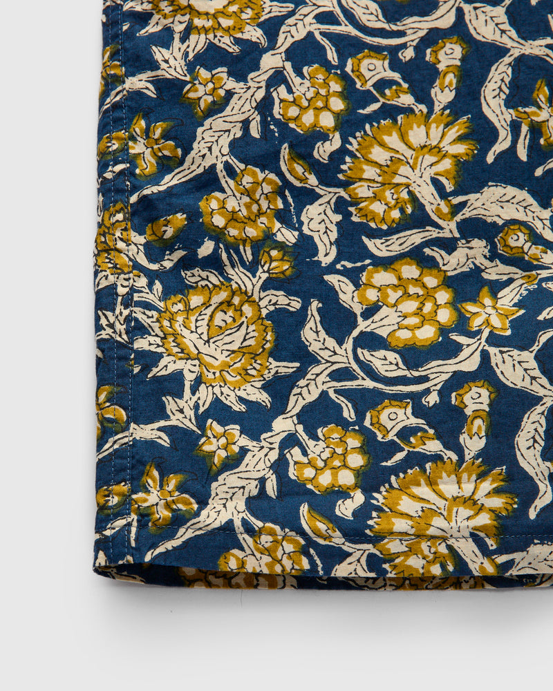 Block Print Open Collar Shirt in Blue