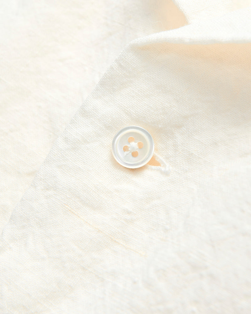 1/40 Linen Open Collar Shirt in White