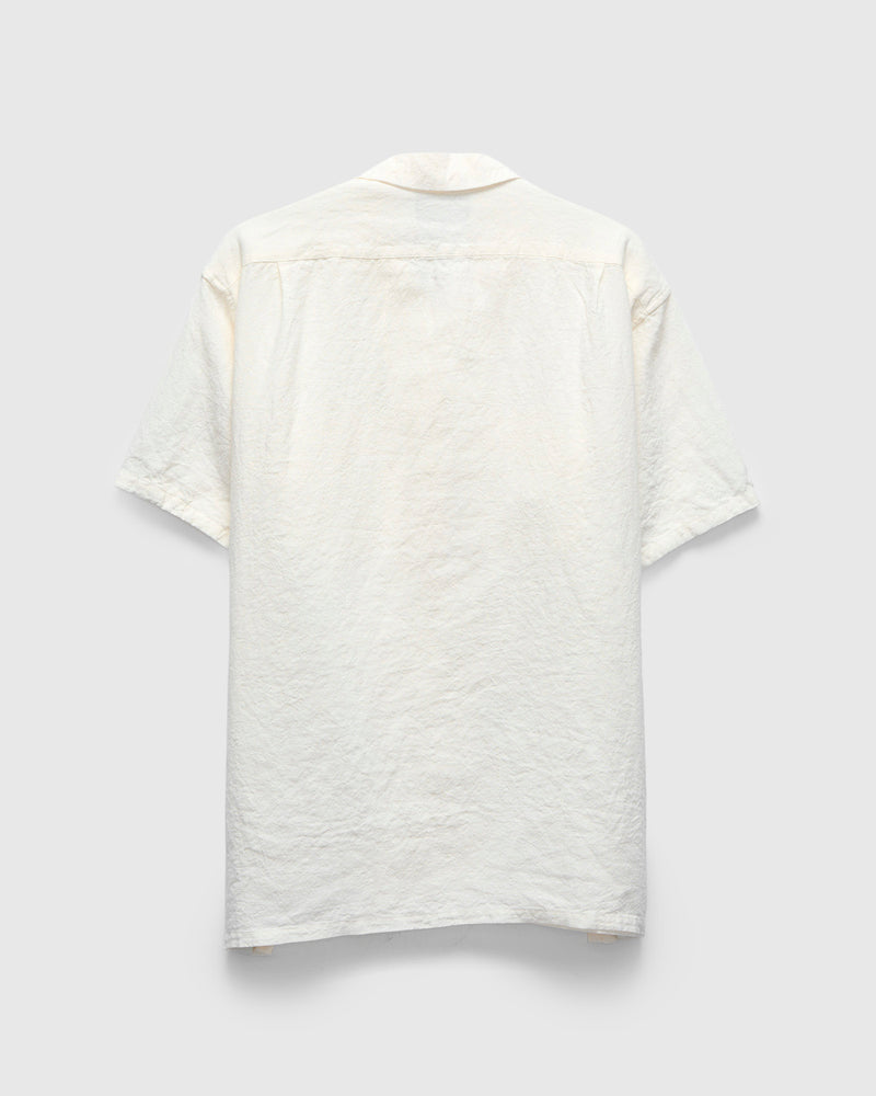1/40 Linen Open Collar Shirt in White