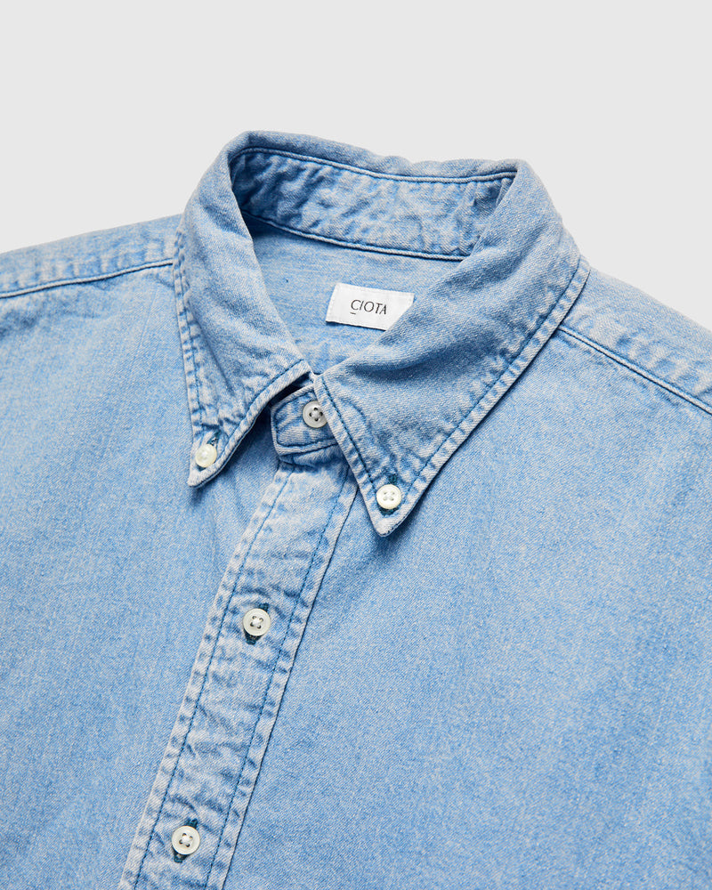 Denim Button-Down Shirt in Light Blue