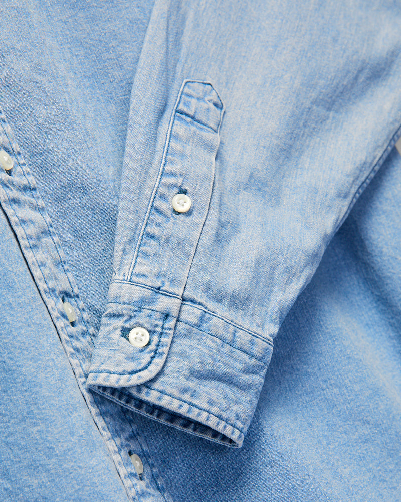 Denim Button-Down Shirt in Light Blue