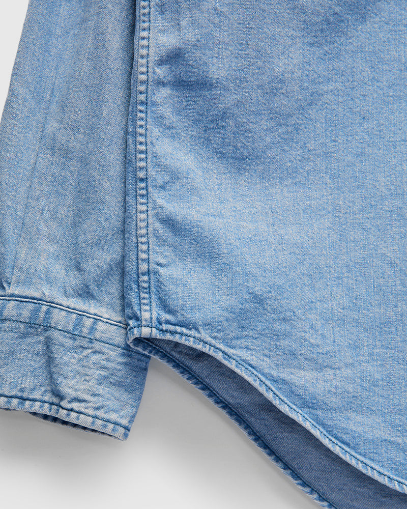 Denim Button-Down Shirt in Light Blue