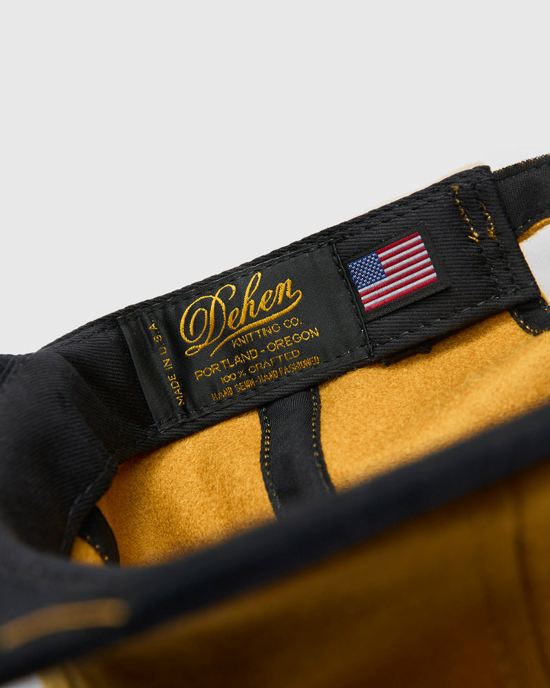 Baseball Hat in Wool Old Gold Black