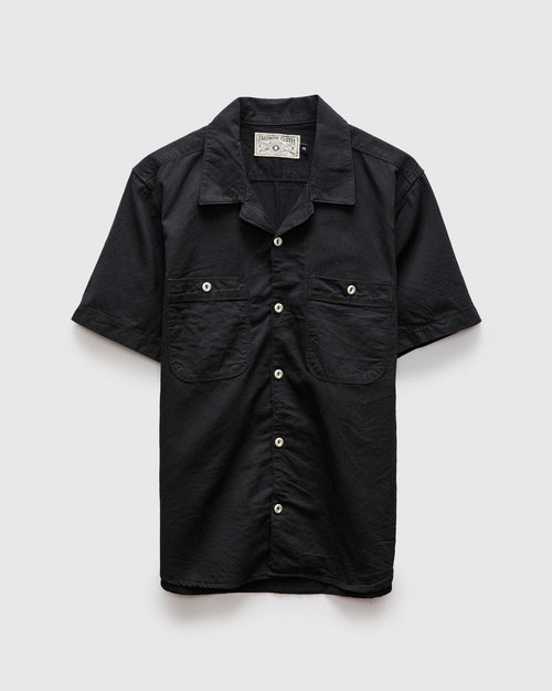 Dayton Short Sleeve Workshirt in Black Herringbone