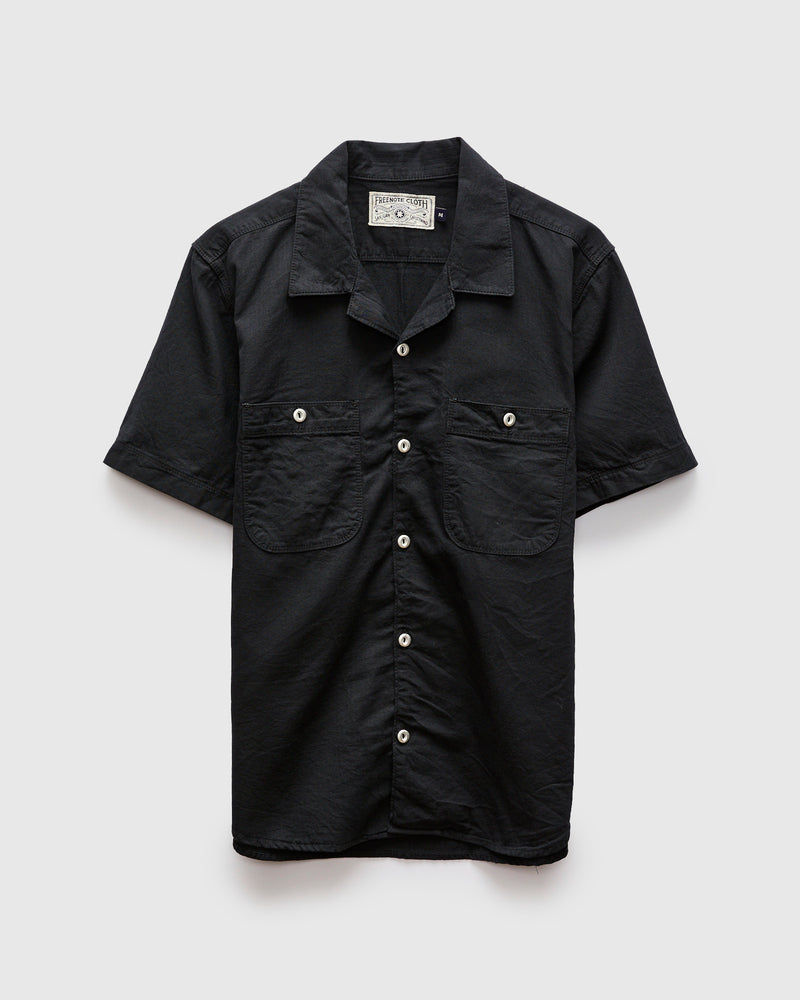 Dayton Short Sleeve Workshirt in Black Herringbone