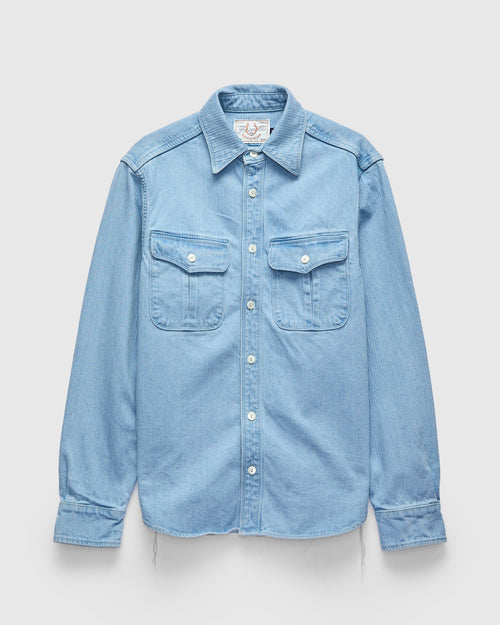 Rancho Western Shirt in Bleach Indigo Cord