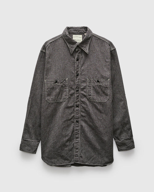 Triple Stitch Covert Chambray Shirt in Charcoal Black