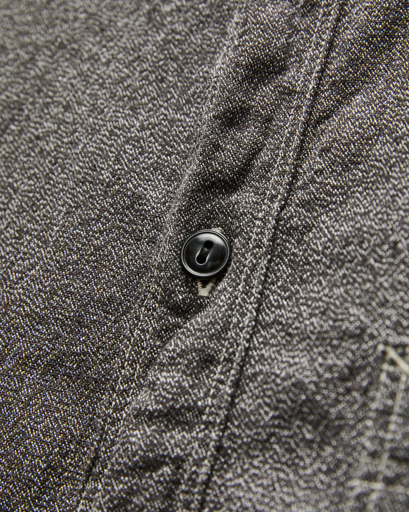 Triple Stitch Covert Chambray Shirt in Charcoal Black