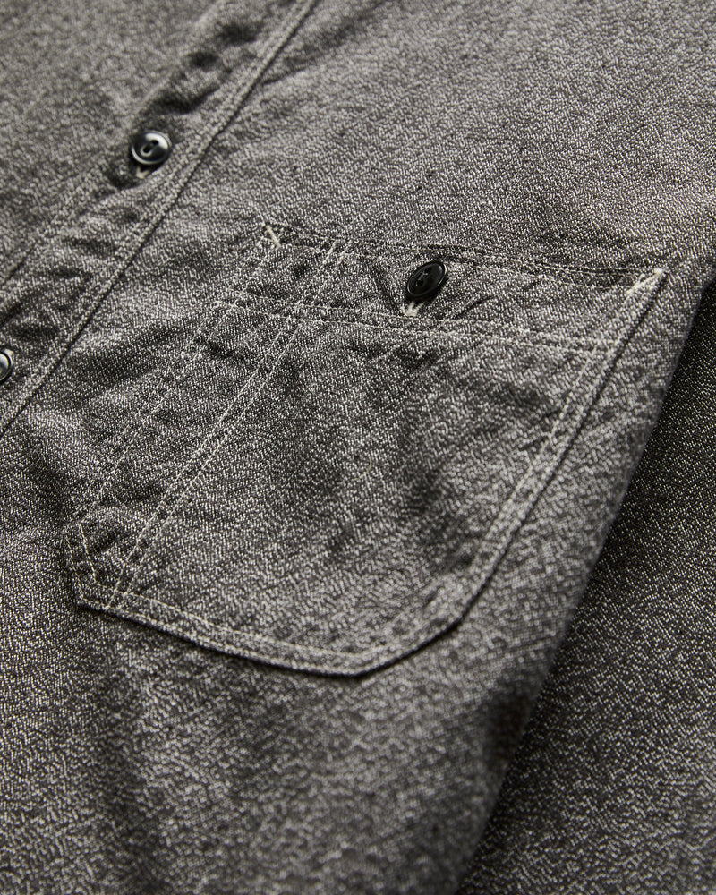 Triple Stitch Covert Chambray Shirt in Charcoal Black