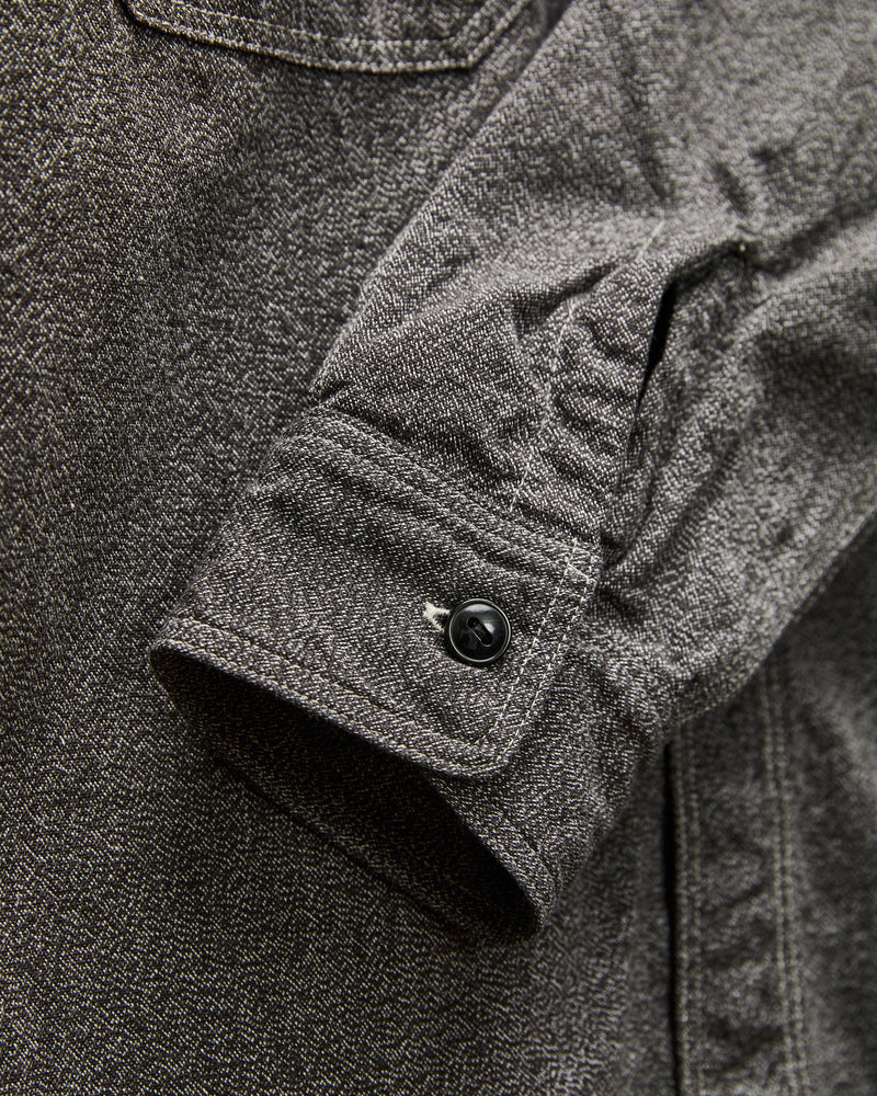 Triple Stitch Covert Chambray Shirt in Charcoal Black
