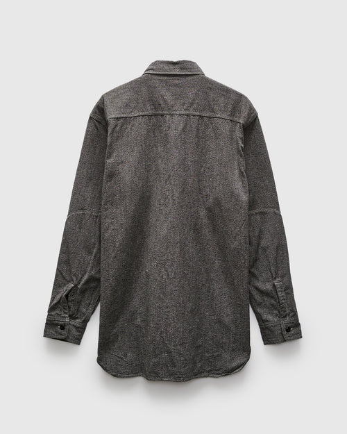 Triple Stitch Covert Chambray Shirt in Charcoal Black