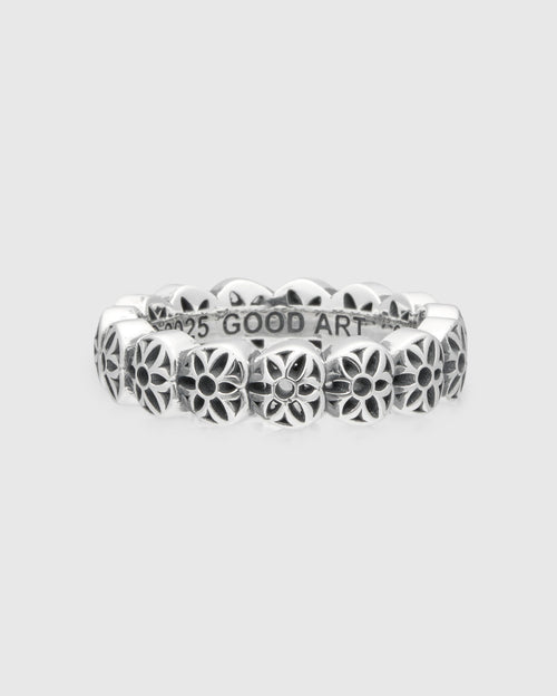 Rosette Heart Infinity Ring in Sterling Sliver