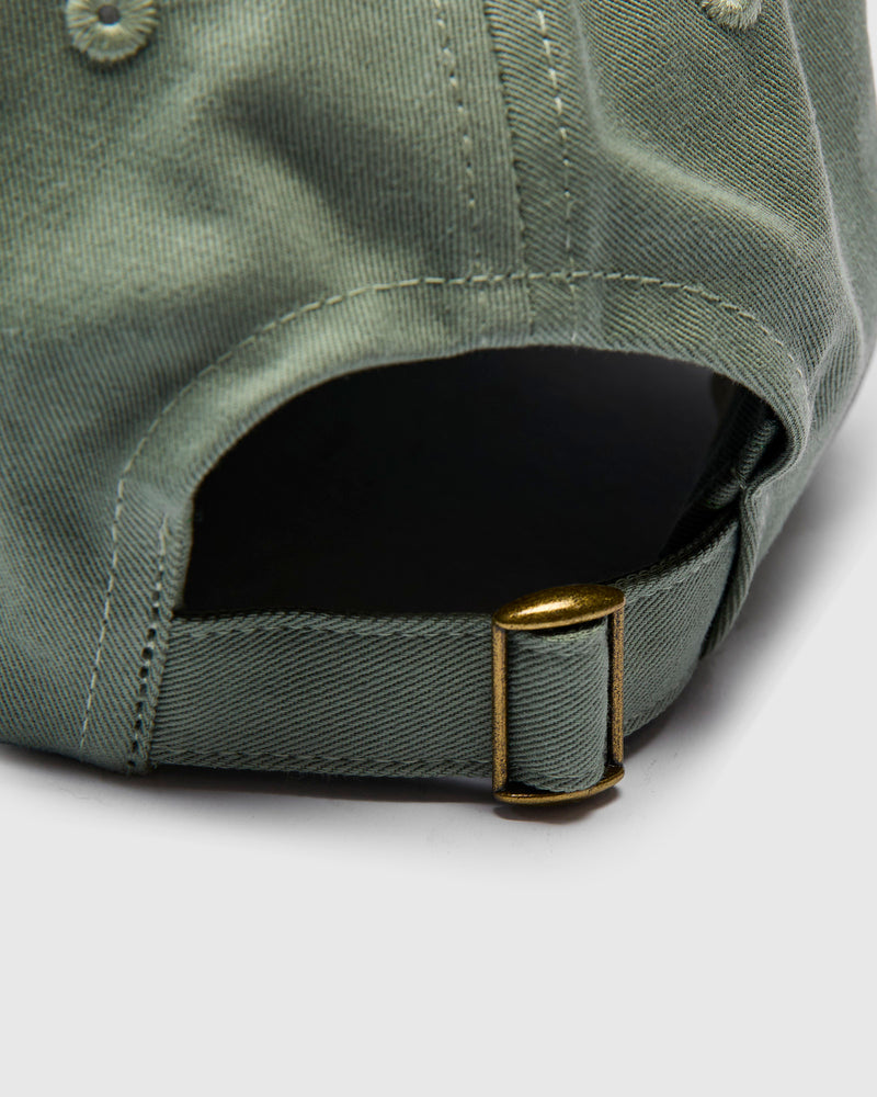 Swan Logo Cotton Twill Cap in Light Army