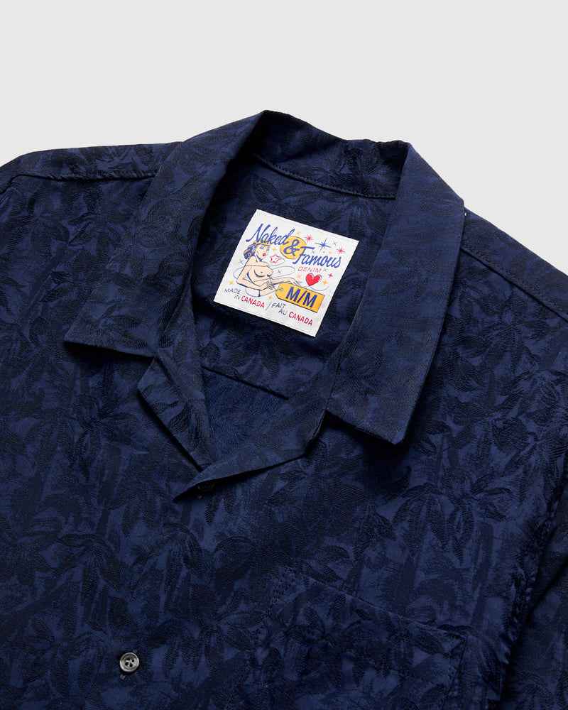 "Jungle Jacquard" Aloha Shirt in Navy