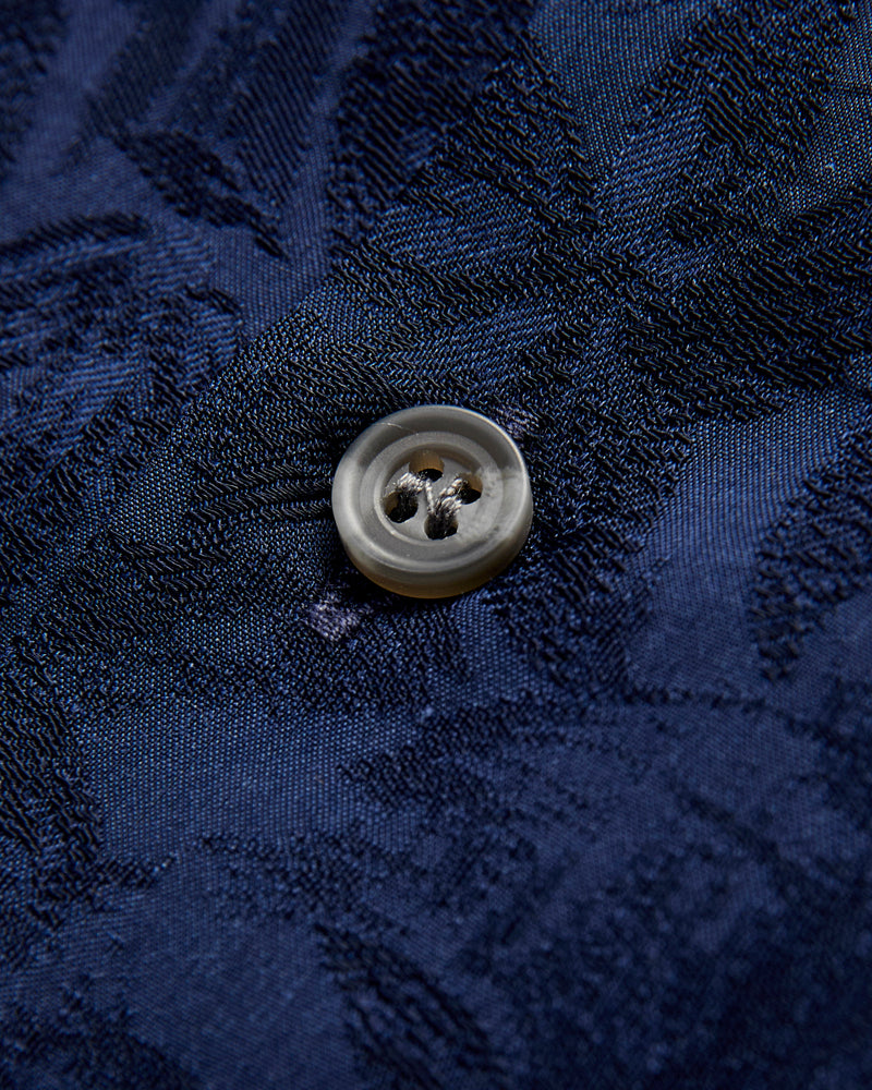 "Jungle Jacquard" Aloha Shirt in Navy