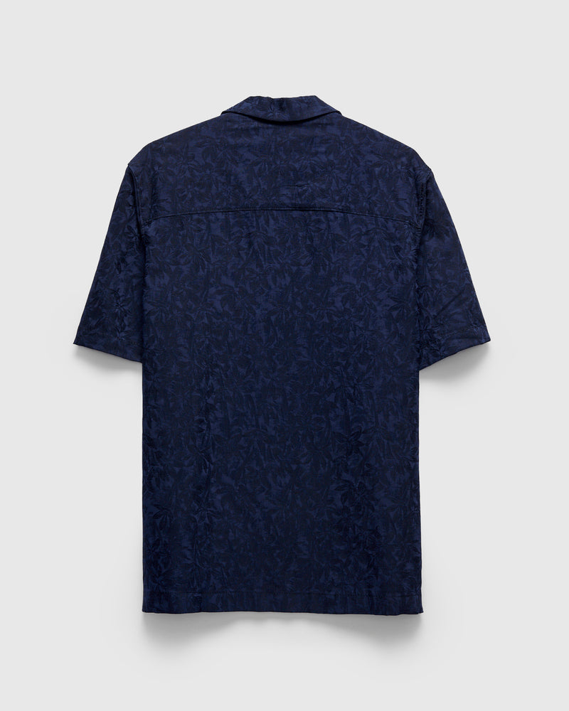 "Jungle Jacquard" Aloha Shirt in Navy