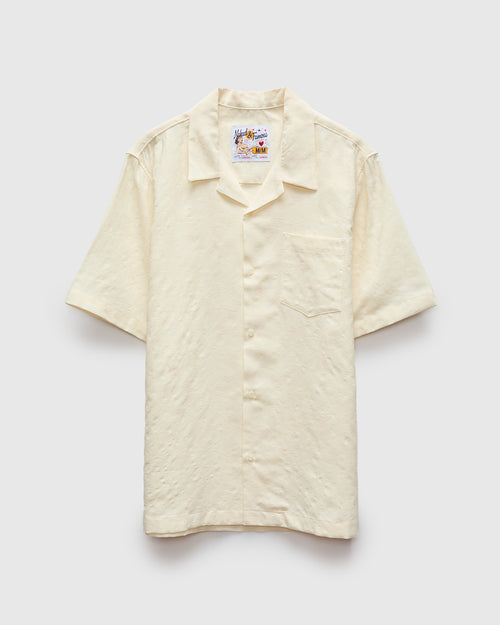 "Jungle Jacquard" Aloha Shirt in White