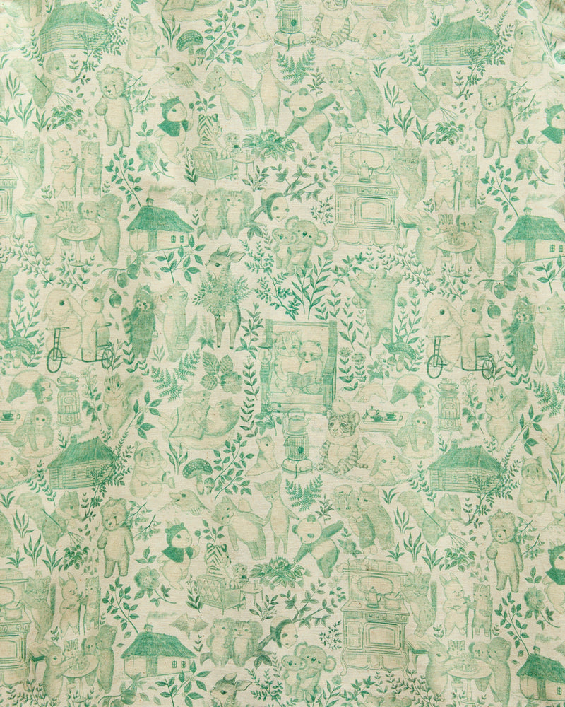 "Linen Animals" Aloha Shirt in Green