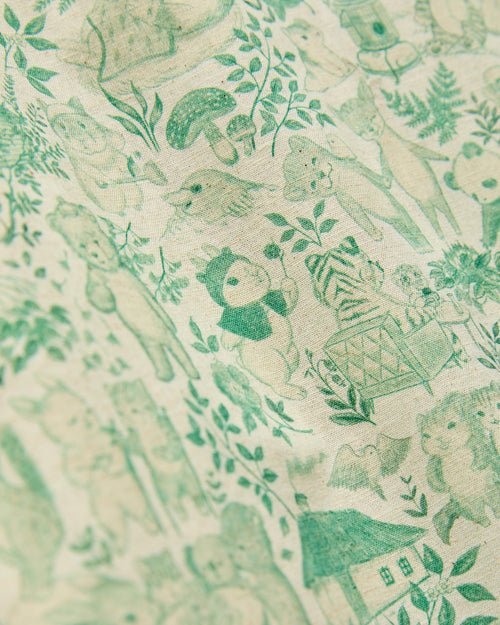 "Linen Animals" Aloha Shirt in Green