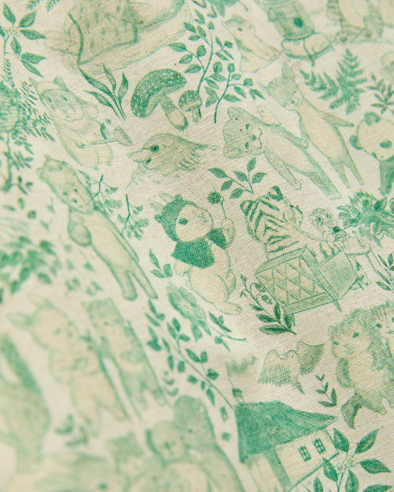 "Linen Animals" Aloha Shirt in Green