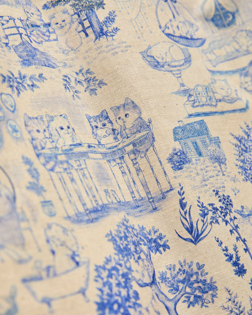 "Linen Cats" Aloha Shirt in Blue