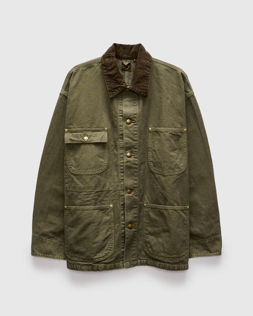 Relaxed Fit Canvas Coverall in Army Green