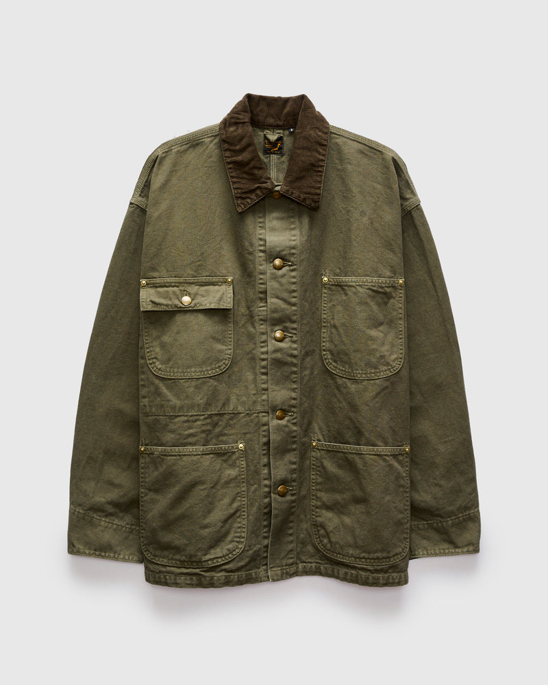 Relaxed Fit Canvas Coverall in Army Green